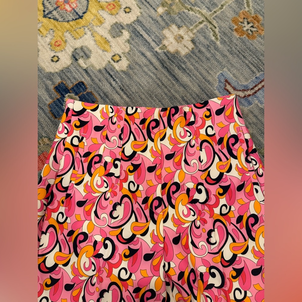 NWOT Zara Pink Psychedelic Floral Paisley Print '70s Retro Y2K Pleated Pants L - Picture 3 of 7